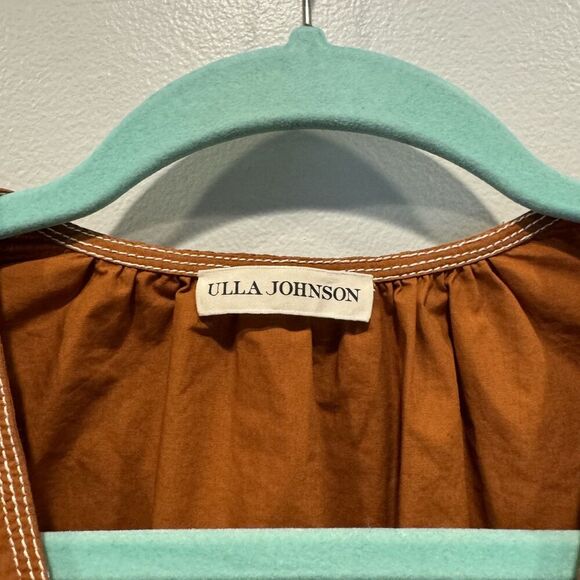 Ulla Johnson Mini Dress Corliss Cotton Poplin Sumac Orange Womens sz 10 - Picture 6 of 10